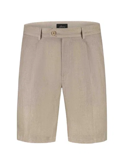 Brioni Pleated Chino Shorts In Brown