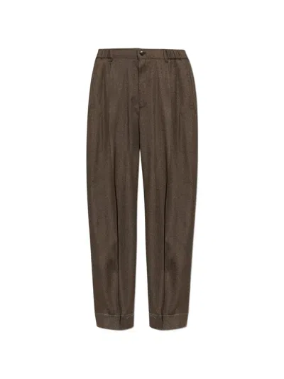 Brioni Pleated Wool Trousers In Brown