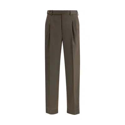 Brioni Pleated Wool Trousers In Brown
