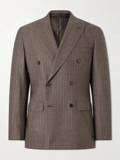 Brioni Plume Herringbone Wool Suit Jacket In Brown