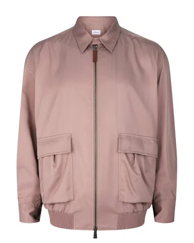 Brioni Point-collar Silk Bomber Jacket In Animal Print