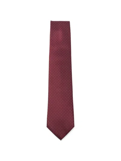 Brioni Polka-dot Herringbone-pattern Tie In Burgundy