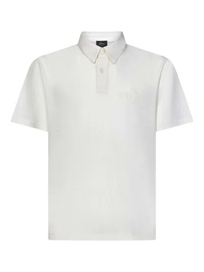 Brioni Creamy White Polo Shirt In Technical Wool