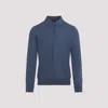Brioni Long Sleeves Zip Polo In Blue