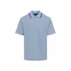 Brioni Striped Edge Polo Shirt In Cotton In Blue