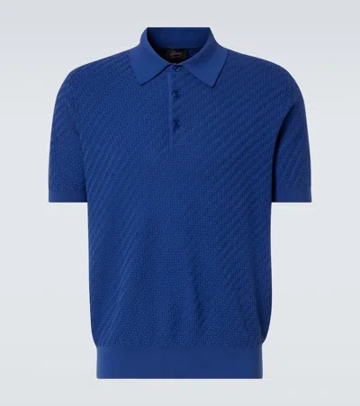 Brioni Cotton-silk-cashmere Polo Shirt In Bluette/bluette