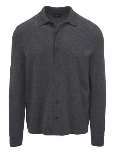 Brioni Polo-neck Buttoned Cardigan In Gray