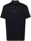 Brioni Piqué Cotton Polo Shirt In Blue