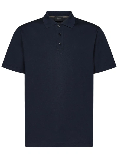 Brioni Cotton Piqué Polo Shirt In Blue