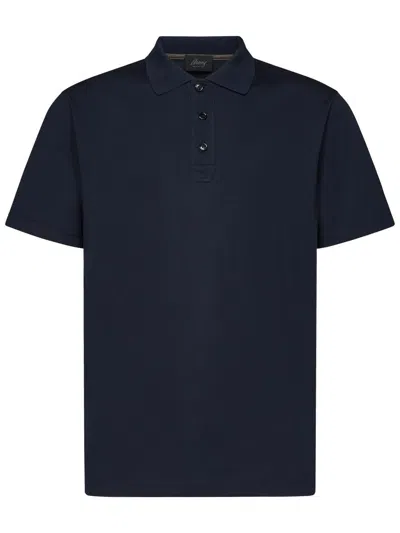 Brioni Cotton Piqué Polo Shirt In Blue
