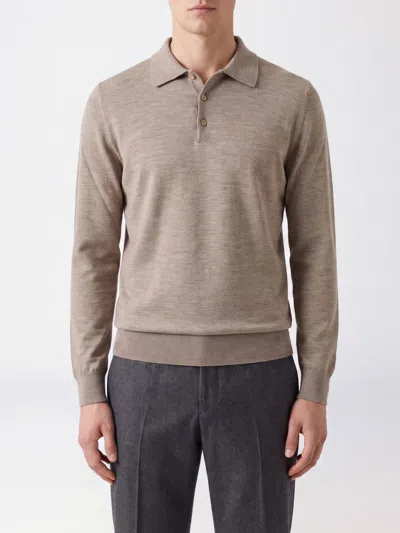 Brioni Polo Shirt Men Color Beige In Multi