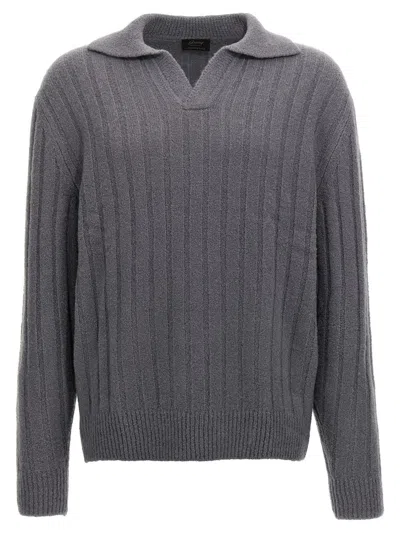 Brioni Polo Sweater In Grey