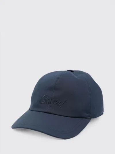 Brioni Polyester Baseball Cap With Tone-on-tone Embroidered Logo In Blue