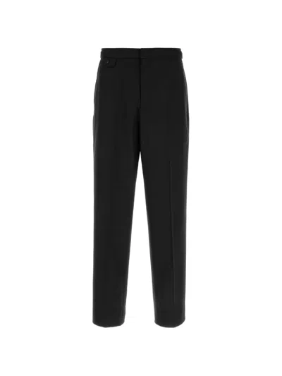 Brioni Pressed-crease Straight-leg Trousers In Black