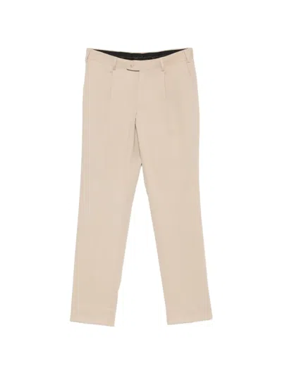 Brioni Pressed-crease Tailored Trousers In Neutral