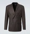 Brioni Prince Of Wales Check Wool Blazer In Brown