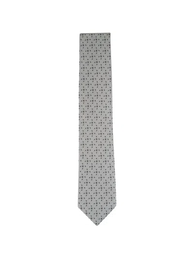 Brioni Print Flannel Silk Necktie In Gray
