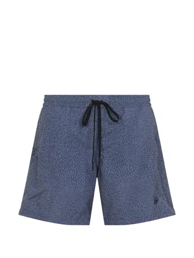 Brioni 17cm Swim Shorts Micro Fish Pattern In Blue