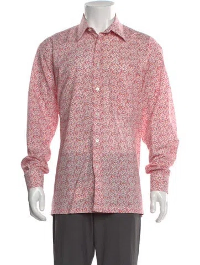 Pre-owned Brioni Printed Long Sleeve Shirt In Pink