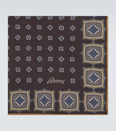 Brioni Printed Silk Pocket Square