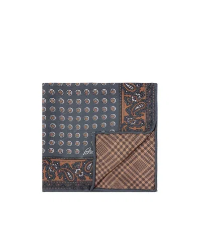 Brioni Printed Silk Twill Scarf In Multi