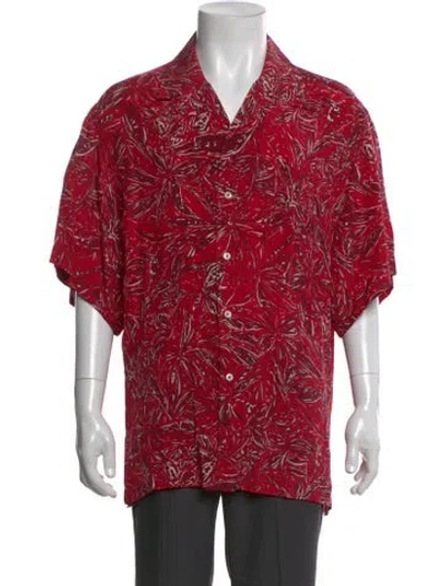 Pre-owned Brioni Printed Three-quarter Sleeve Shirt In Red