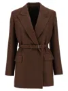 Brioni Prisca Double-breasted Blazer In Brown