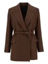 Brioni Prisca Double-breasted Blazer In Brown