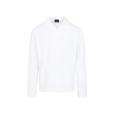 Brioni Pristine White Cotton Shirt With Classic Polo Collar