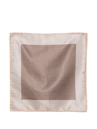 Brioni Pritned Silk Foulard In Brown