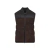 Brioni Puffer Dark And Brown Leather Gilet In Brown