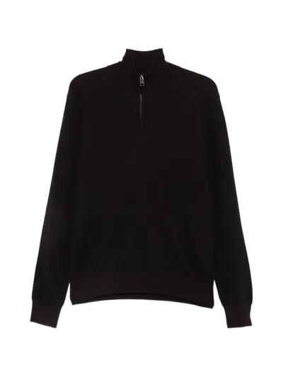 Brioni Quarter-zip Cashmere Sweater In Black