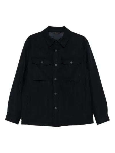 Brioni Quilted Shirt Jacket In Blue