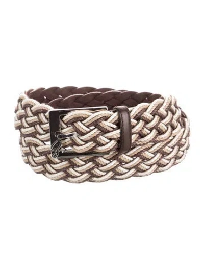 Pre-owned Brioni Raffia Waist Belt In Brown