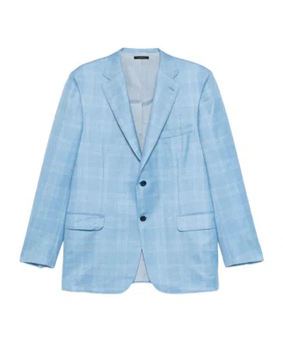 Brioni Ravello Check-pattern Jacket In Blue