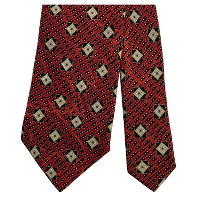 Pre-owned Brioni Red Black Geometric Silk Tie
