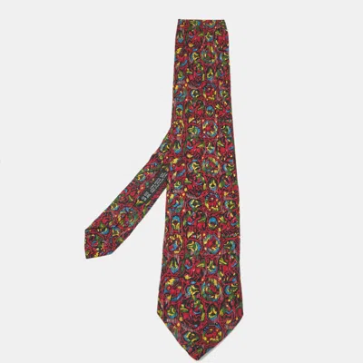 Pre-owned Brioni Red Roman Horse Motif Silk Traditional Tie