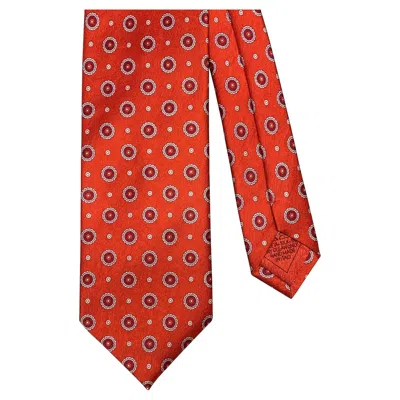 Pre-owned Brioni Red White Floral Silk Tie