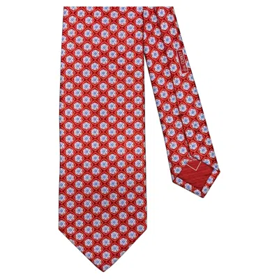 Pre-owned Brioni Red White Floral Silk Tie