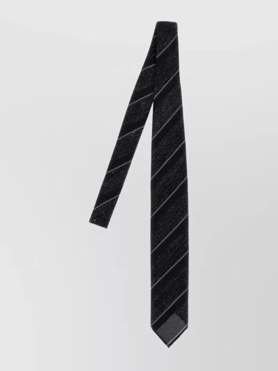 Brioni 'regimental' Striped Diagonal Slim Tie In Black