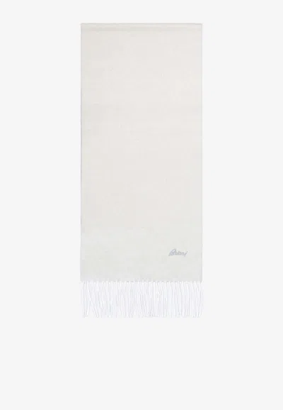 Brioni Reversible Cashmere-blend Scarf In White