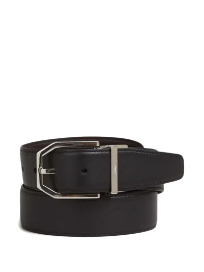 Brioni Reversible Leather Belt In Black
