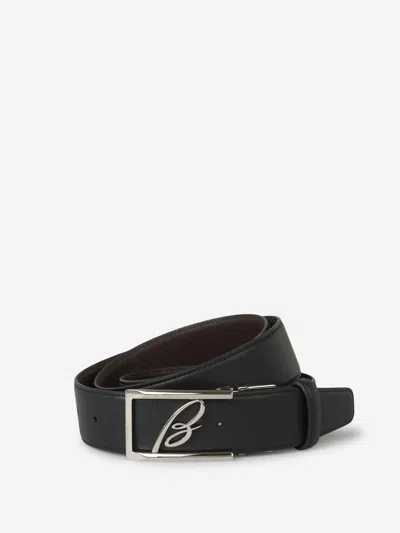 Brioni Logo Belt In Black