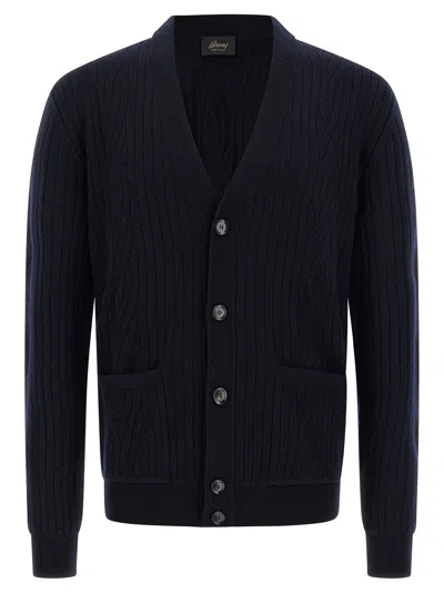 BRIONI BRIONI RIBBED AND BRAID CARDIGAN