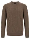 Brioni Ribbed And Braid Sweater Sweaters And Cardigans Brown In Brown