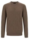 Brioni Ribbed And Braid Sweater Sweaters And Cardigans Brown In Brown