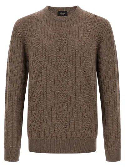 BRIONI RIBBED AND BRAID SWEATER
