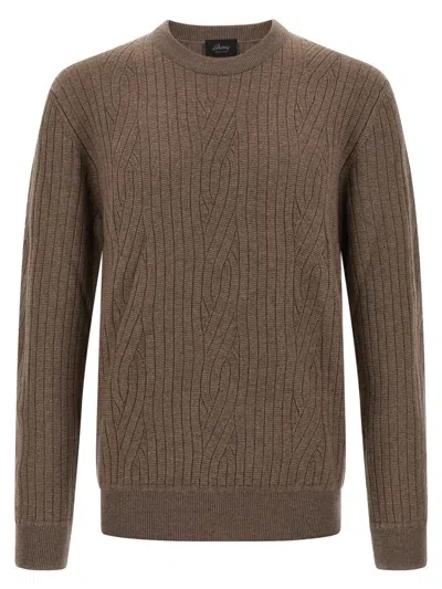 Brioni Ribbed And Braid Sweater Sweaters And Cardigans Brown
