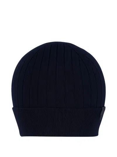 Brioni Ribbed Beanie Hat In Black