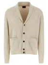 Brioni Ribbed Texture Shawl Collar Front Pockets In Neutral